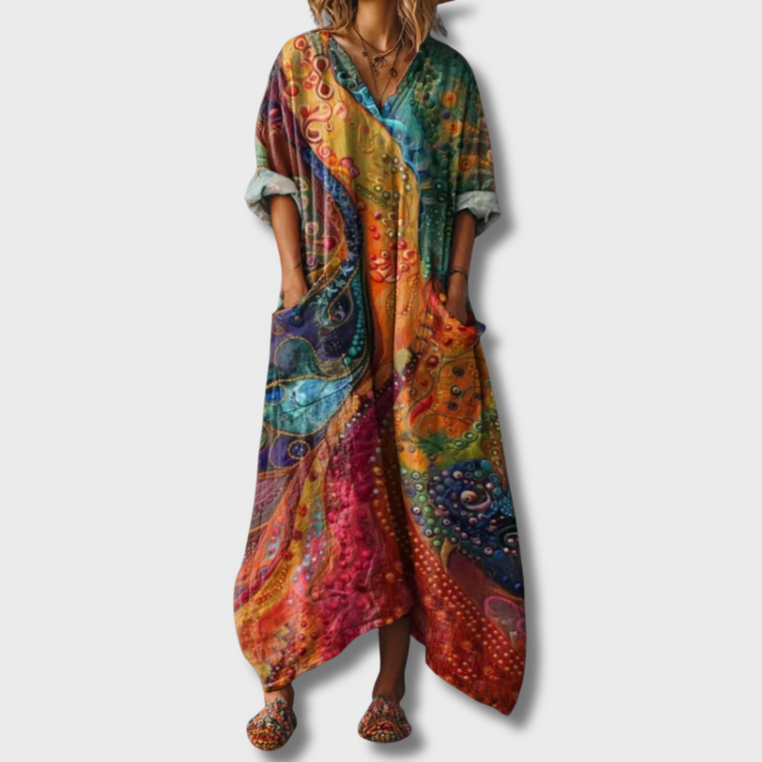 Amarante™ | Effortless Floral Maxi Dress with Sleeves