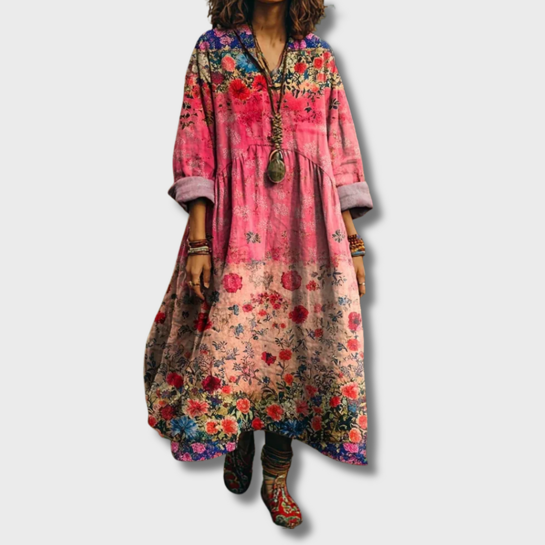 Farah™ | Effortless Floral Maxi Dress with Sleeves