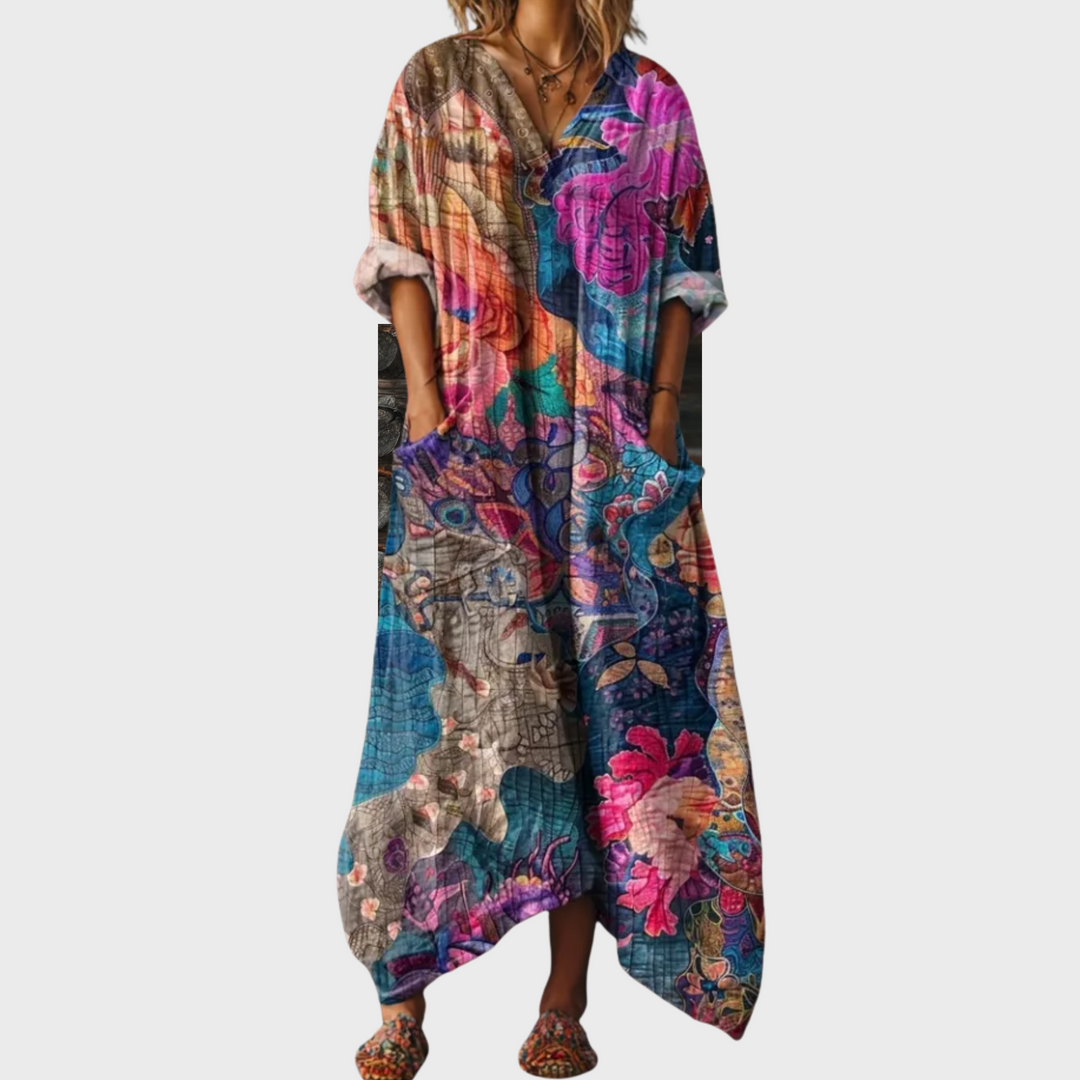Sylvestra™ | Effortless Black Long Sleeve Maxi Dress