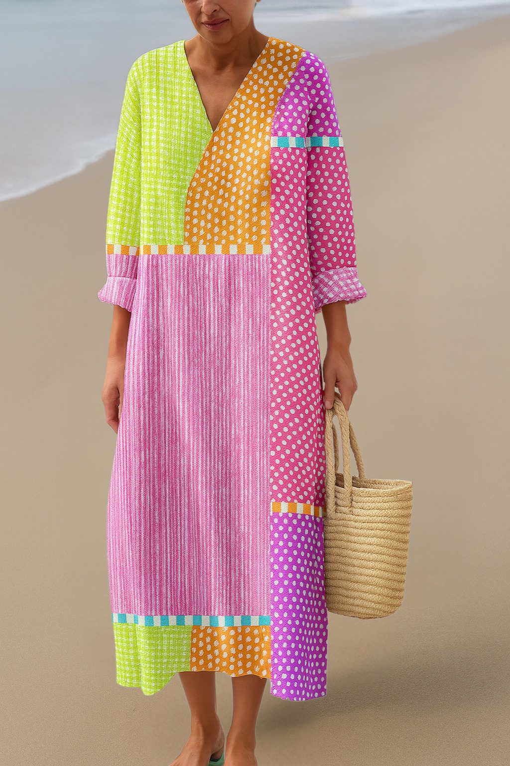 Andrea™ | Vibrant Patchwork Plus Size Dress