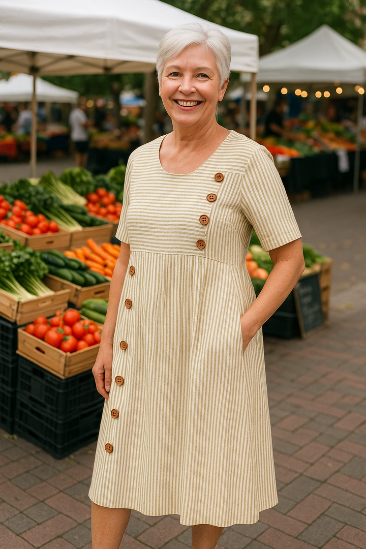 Brienne™ | Flattering Long Sleeve Midi Dress with Pockets