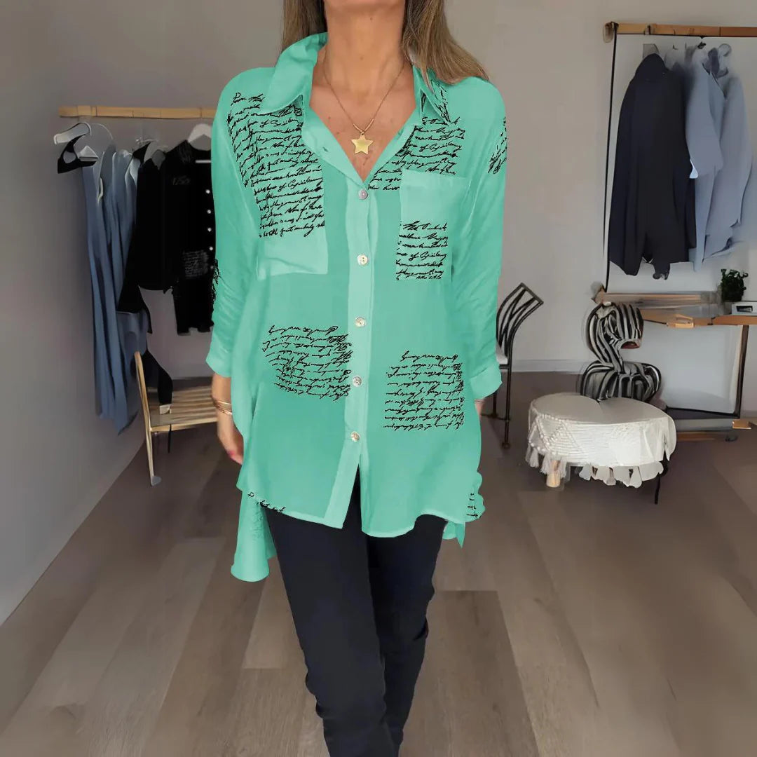 Cara | Handwriting Design Button Up Shirt