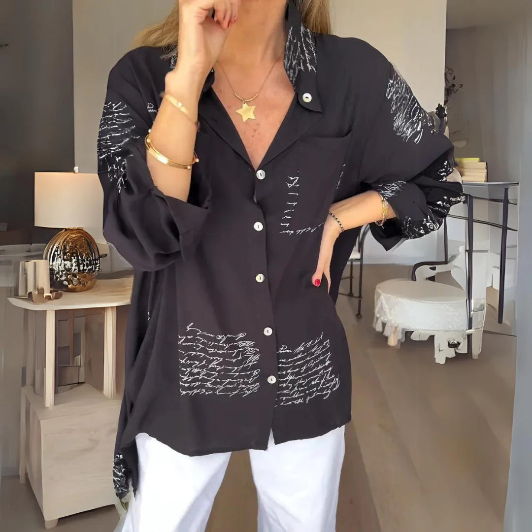Cara | Handwriting Design Button Up Shirt