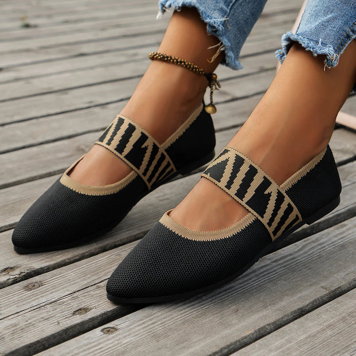Eliva Soft Black Flats for Women - Comfortable Slip-On Design