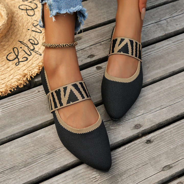 Eliva Soft Black Flats for Women - Comfortable Slip-On Design