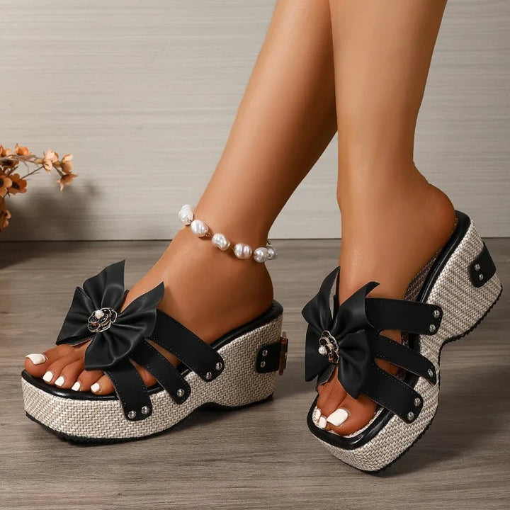 Evelina Women's Slides - Stylish Bow Design for All-Day Comfort