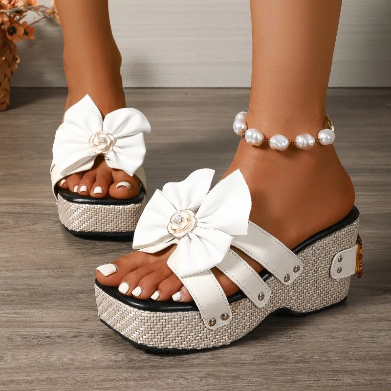 Evelina Women's Slides - Stylish Bow Design for All-Day Comfort