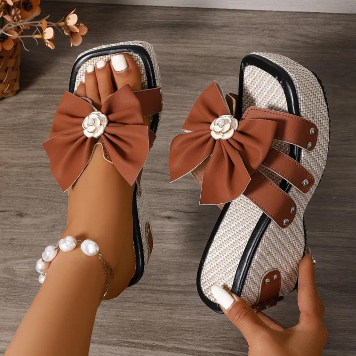 Evelina Women's Slides - Stylish Bow Design for All-Day Comfort