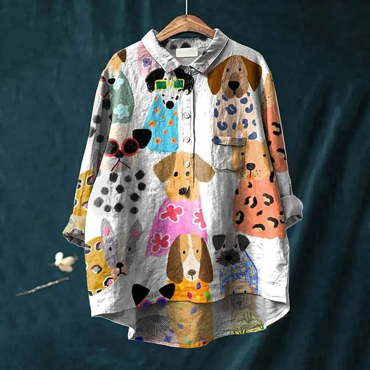 Flora | Dog Vintage Art Blouse