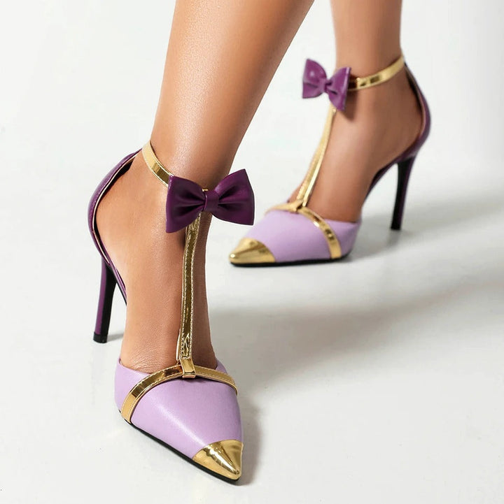 Gold Heels - Elegant Bow Tie Design for Wedding Shoes & Special Occasions