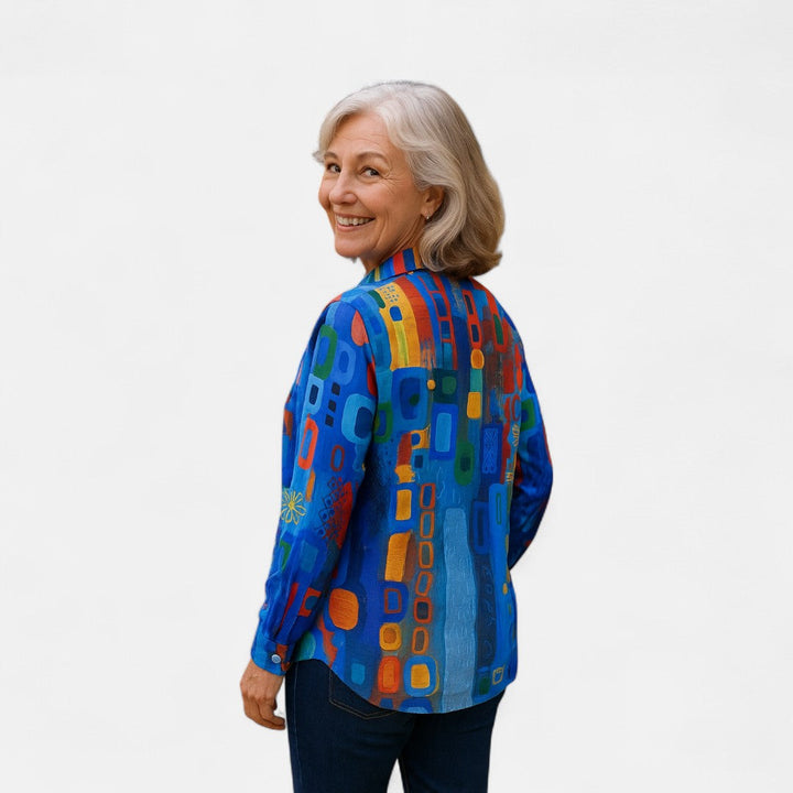 Hyojin™ – Artistic Color Block Blouse