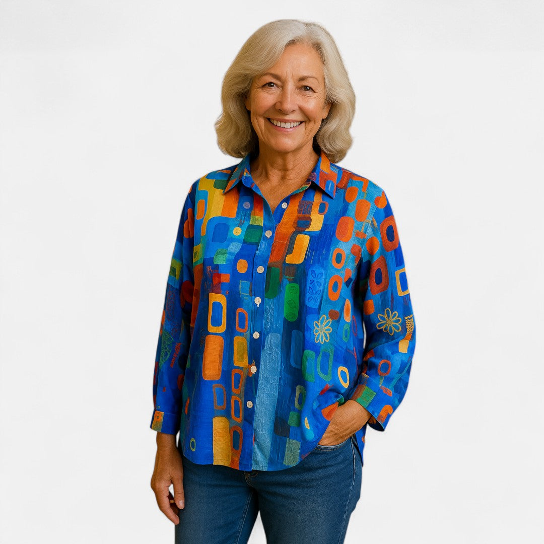 Hyojin™ – Artistic Color Block Blouse