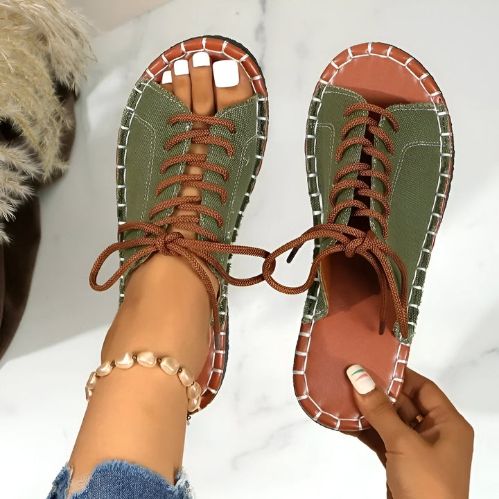 Lace-Up Slides - Cushioned Comfort for Everyday Wear