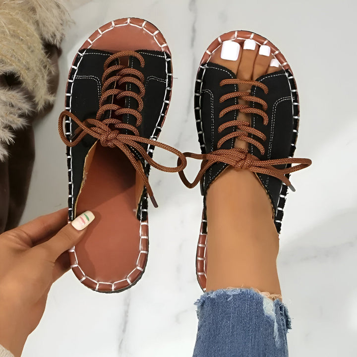 Lace-Up Slides - Cushioned Comfort for Everyday Wear