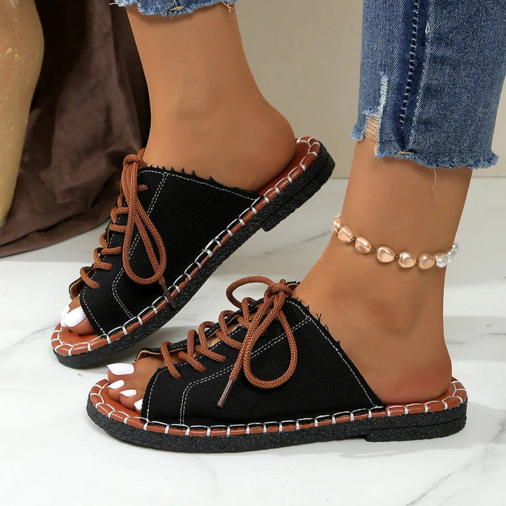 Lace-Up Slides - Cushioned Comfort for Everyday Wear