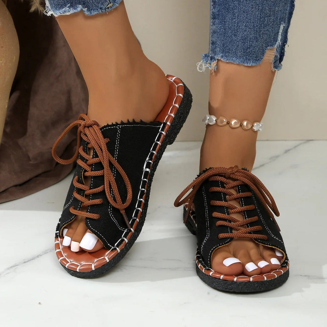 Lace-Up Slides - Cushioned Comfort for Everyday Wear