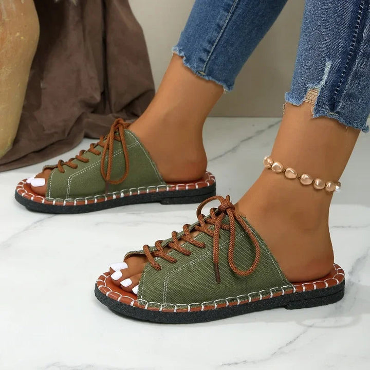 Lace-Up Slides - Cushioned Comfort for Everyday Wear