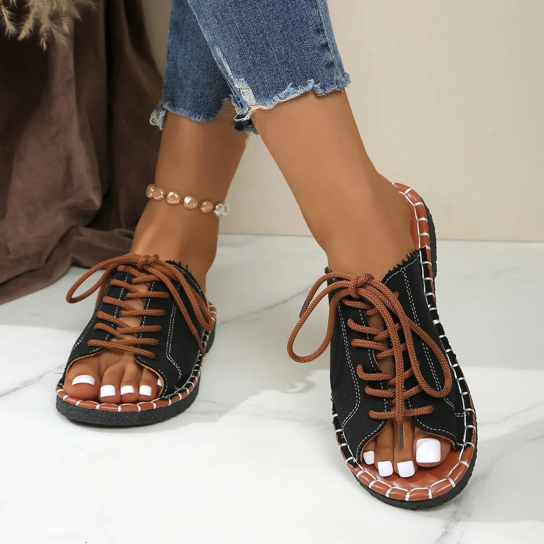 Lace-Up Slides - Cushioned Comfort for Everyday Wear