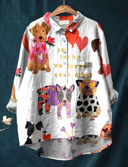 Lily | Dog Vintage Art Blouse