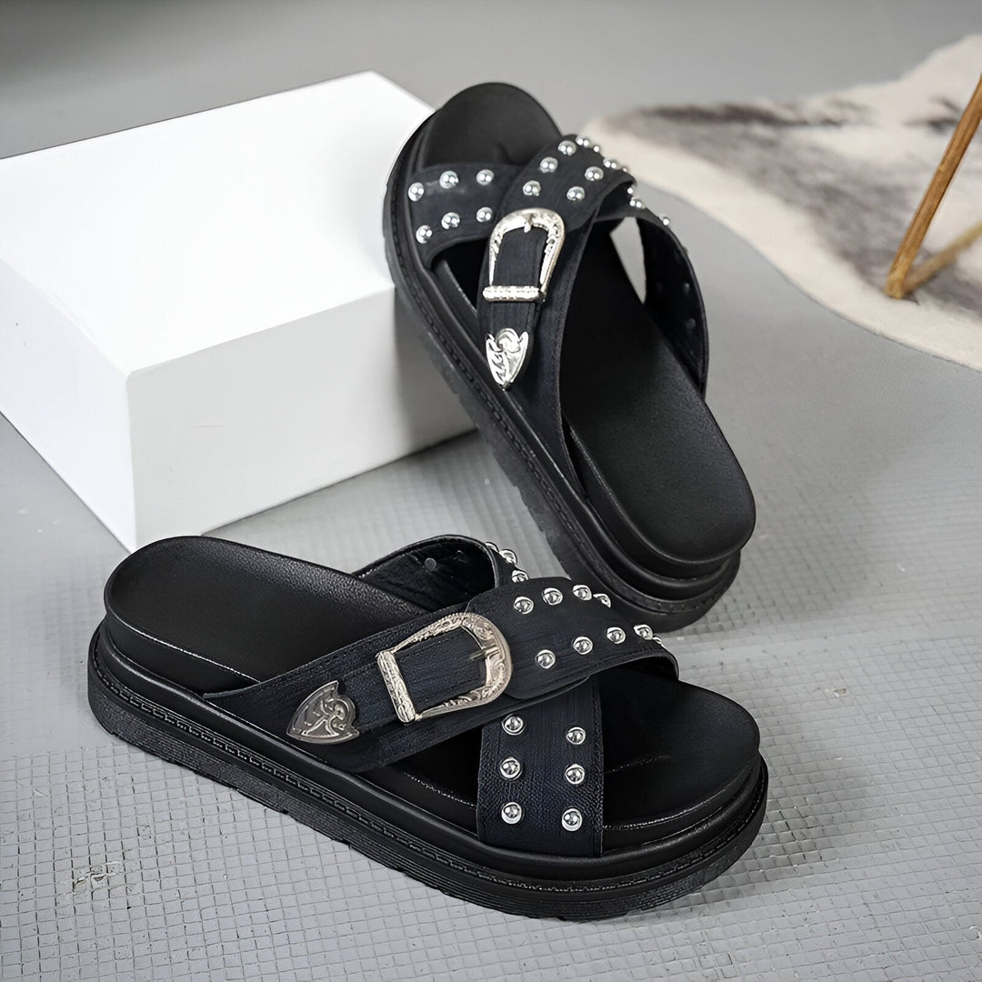 Mira Denim Slides - All-Day Comfort with Stylish Accents
