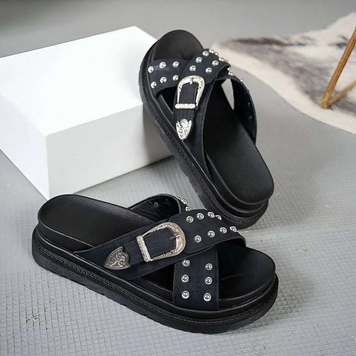 Mira Denim Slides - All-Day Comfort with Stylish Accents