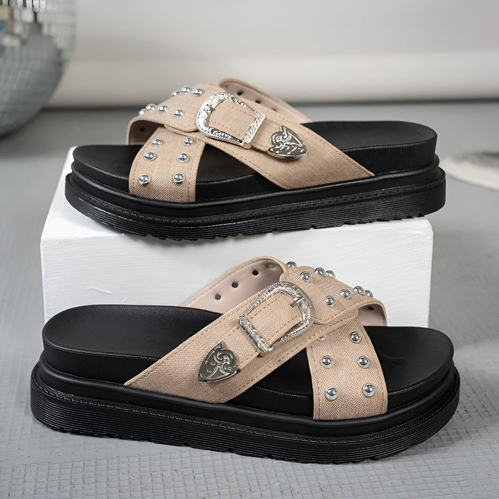 Mira Denim Slides - All-Day Comfort with Stylish Accents