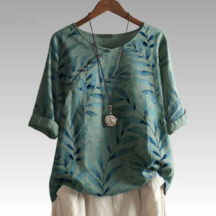 Selia | Nature Inspired Button Detail Top