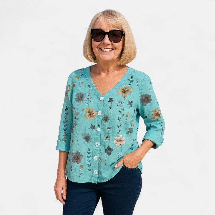 Yewon™ - Loose-fitting floral top