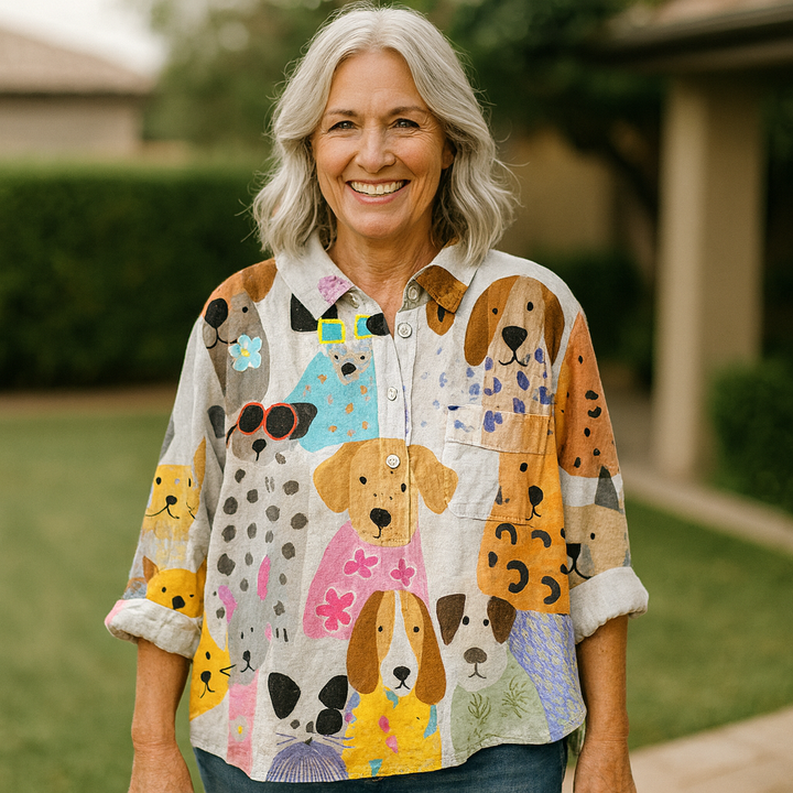 Flora | Dog Vintage Art Blouse