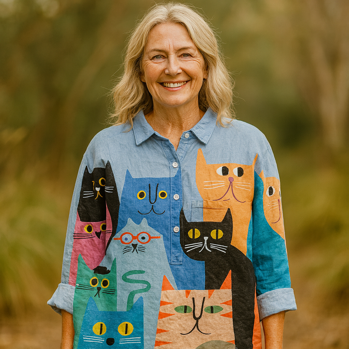 Berry | Cat Vintage Art Blouse